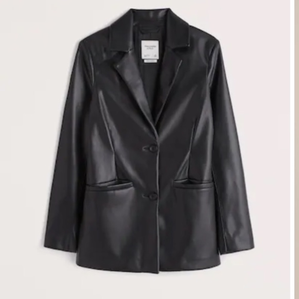 Abercrombie & Fitch-brand new with tags! Black vegan leather blazer. Size Med